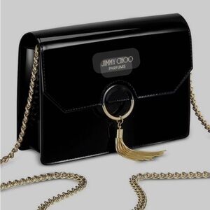 Jimmy Choo Black and Gold Crossbody Bag with Patent Leather